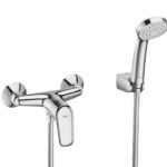 Douche mural avec douchette à main, flexible de 1,50 m et support mural articulé