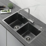 Évier Cuisine 2 Bacs Cuve Double Inox Noir