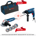 Pack Perceuse à percussion GSB 570 + Meuleuse GWS 700 + Sac Outils - Bosch