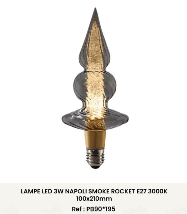 LAMPE LED 3W NAPOLI SMOK ROCKET E27 3000K PB90*195 â€“ Image 1
