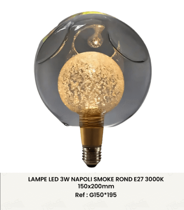 LAMPE LED 3W NAPOLI SMOK ROND E27 3000K PG150*195 â€“ Image 1