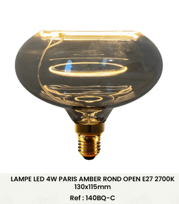 LAMPE LED 4W PARIS AMBER ROND E27 2700K 140BQ-C â€“ Image 1