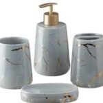 ACCESSOIRES SALLE DE BAIN 4PCS GRIS/DORE /9112-02