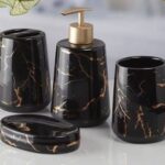 ACCESSOIRES SALLE DE BAIN 4PCS NOIR/DORE /9112-03