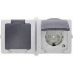 VV+PRISE ETANCHE ENCASTRE AQUA GRIS IP65 10417G