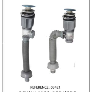SIPHON LAVABO 32 POUSSOIR VIDANGE FLEXIBLE GRIS