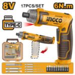 TOURNEVIS 8v 6n.m + 17PCS INGCO CSDLI08025