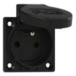 SOCLE PRISE 2P+T 16A 230VDOM NOIR SERIE EVENT IP54