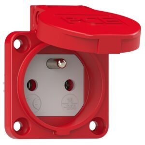 SOCLE PRISE 2P+T 16A 230VDOM ROUGE IP54