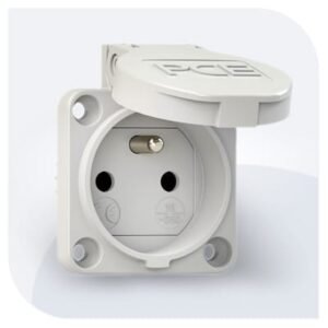 SOCLE PRISE 2P+T 16A 230V DOM BLANC IP54