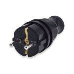 FICHE MALE 2P+T 16A IP44 PEC EN CAOUTCHOUC NOIR
